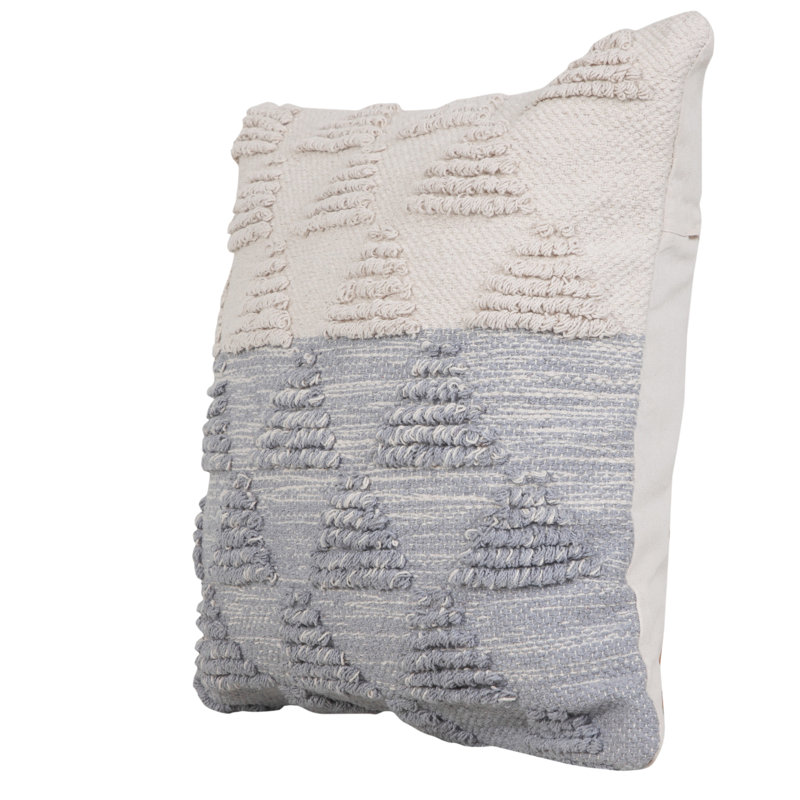 Ox Bay 20'' Gray and Off-White Geometric Cotton Throw Pillow