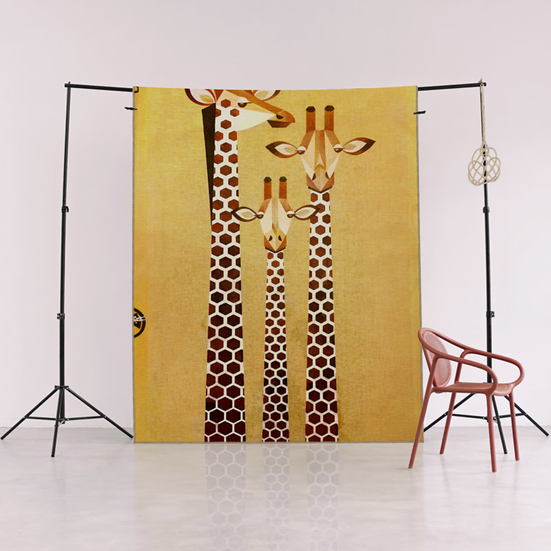 Tapis décoratif moderne à motif de girafe jaune, Tapis de couloir 3 pi 3 po x 9 pi 10 po
