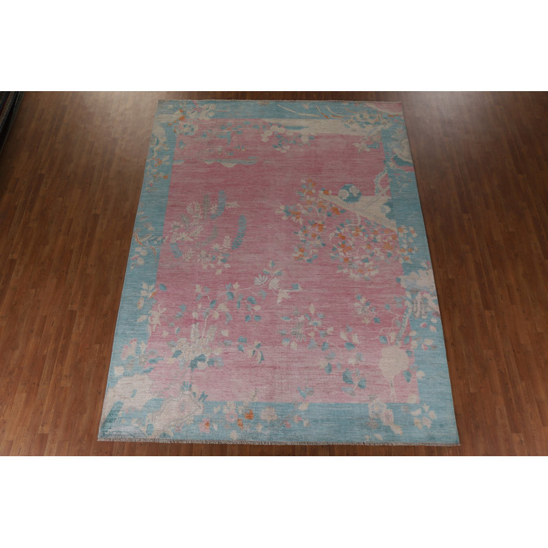 Tapis art déco rose 9 x 12