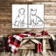 One Line Dog and Cat, reproduction d'art sur toile-92829377