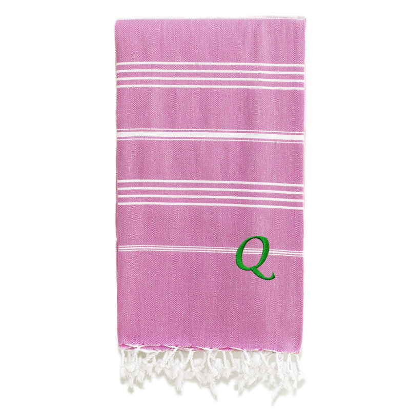 Serviette de plage 100% coton Pestemal Lucky, Vert clair / blanc, Q