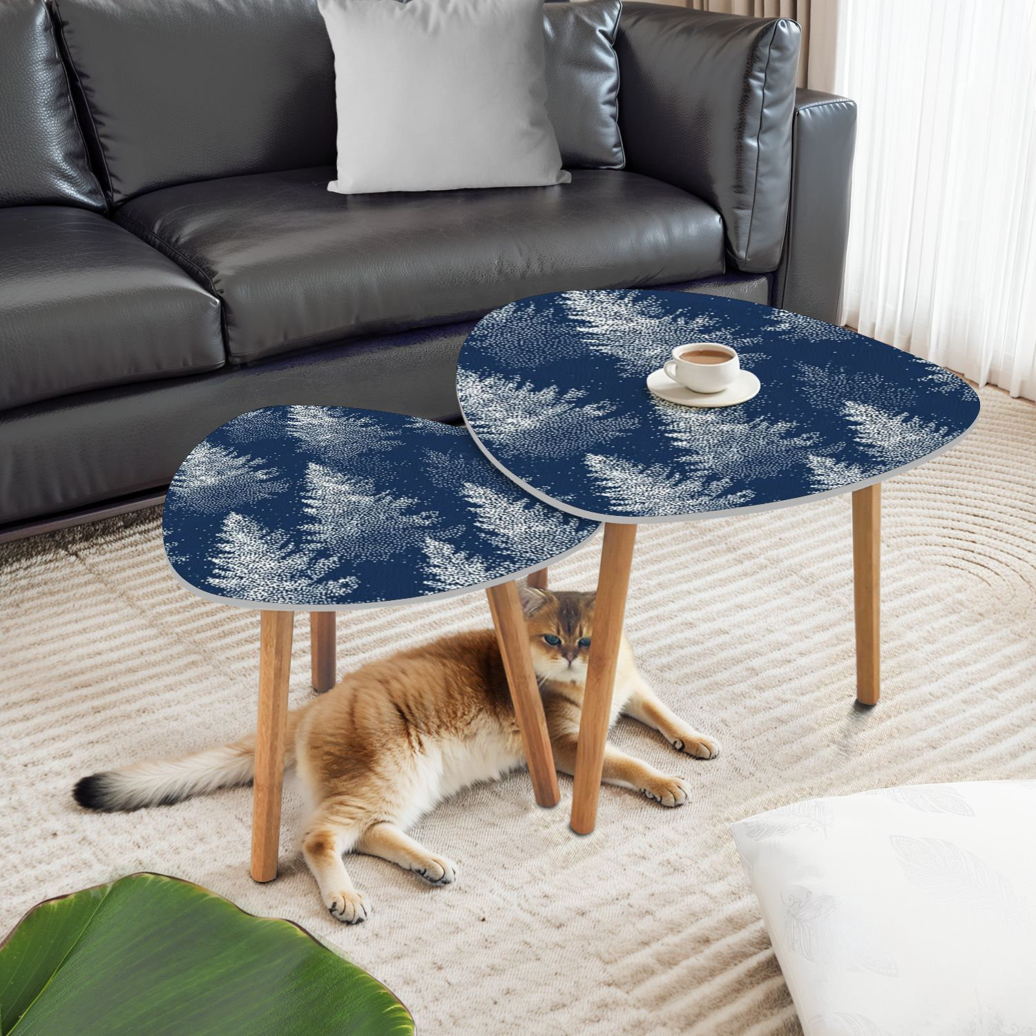 George Oliver Triangle Nesting Coffee Table Set of 2 Winter Fir Trees ...