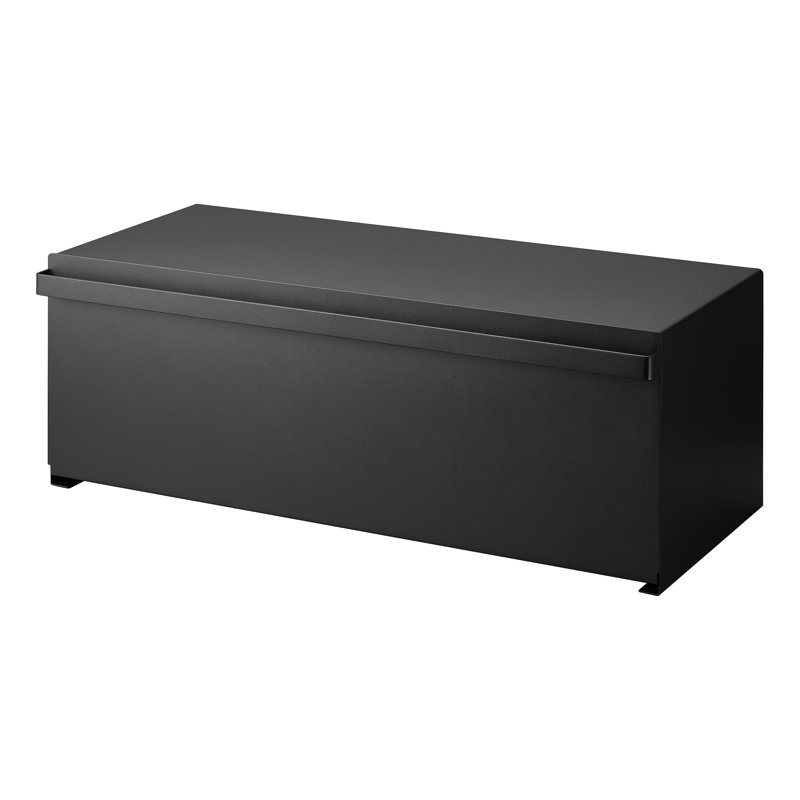 Wide Black Steel Bread Box with Magnetic Door