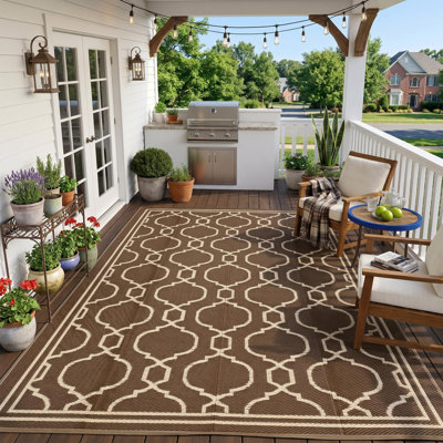 Tapis d'extérieur imperméable pour la terrasse, pliable et réversible en plastique paille pour camping, véhicule récréatif, balcon, terrasse, pique-nique, plage