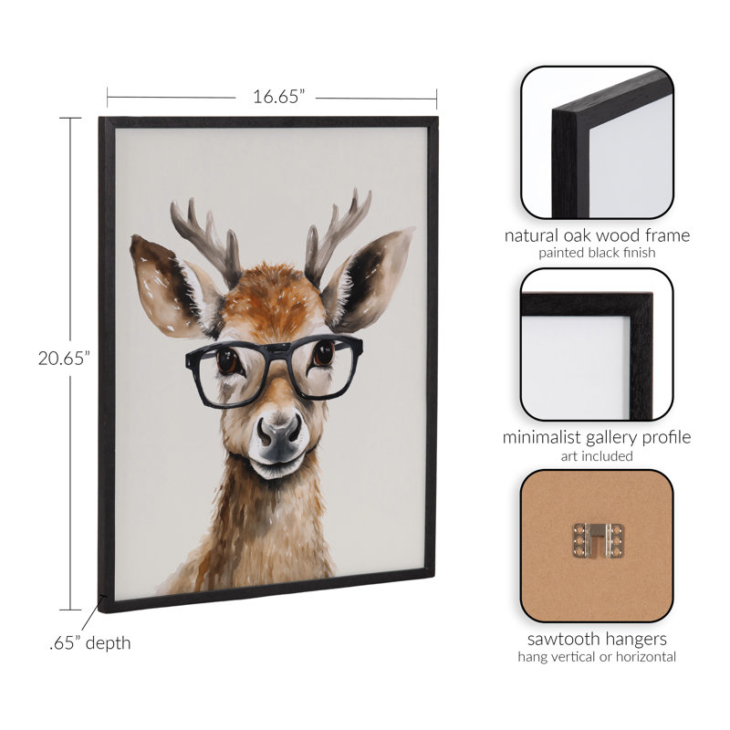 Adorable animal, art mural, H 16,65 po x l 20,65 po, Cadre noir