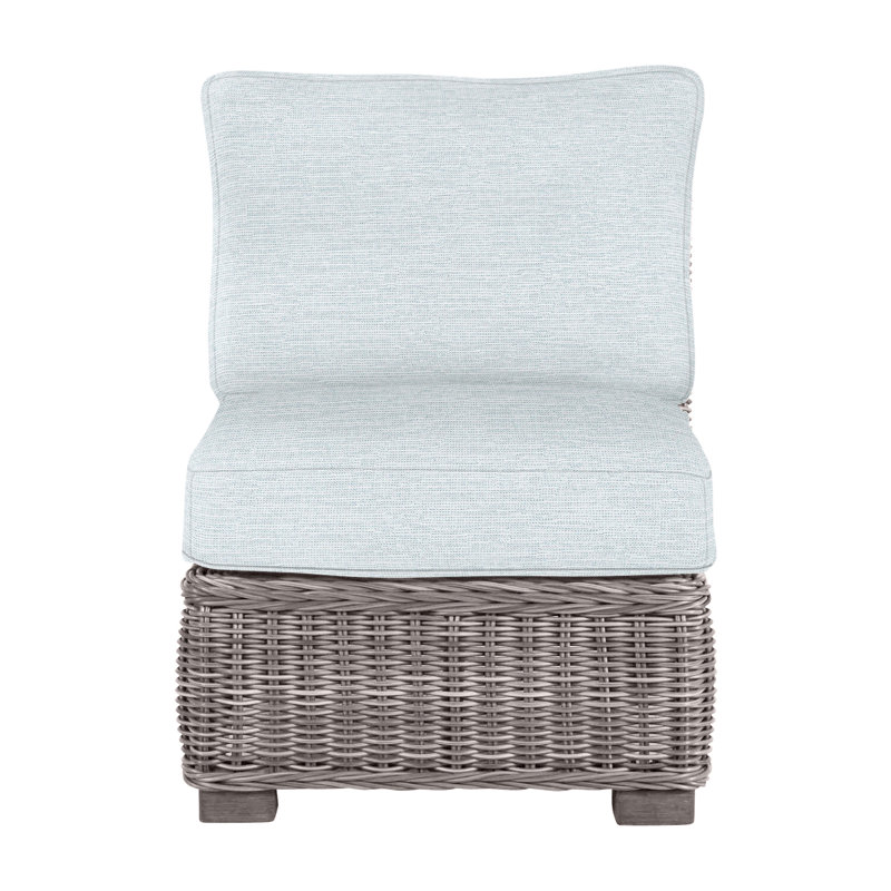 Rustic Woven Sectional Slipper Chair, No Welt, Oyster, Paper Sky