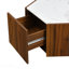 Table basse hexagonale rustique rétro en bois, avec 2 tiroirs cachés, plateau en marbre blanc texturé - finition chêne Walunt-1909782489