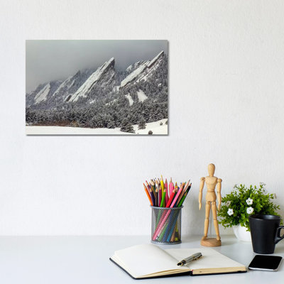 Snow On The Flatirons by Bill Sherrell - Wrapped Canvas Print