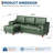 88.9" L-Shape Leather Sectional with Chaise, Green-1113915838
