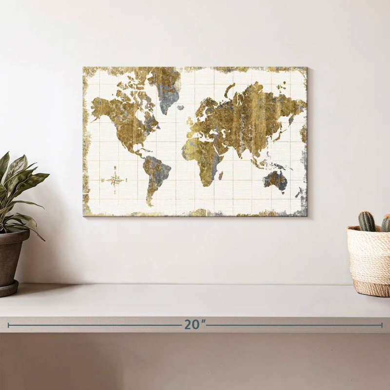 Aliaz Gilded Map Linen, 8" H x 12" W
