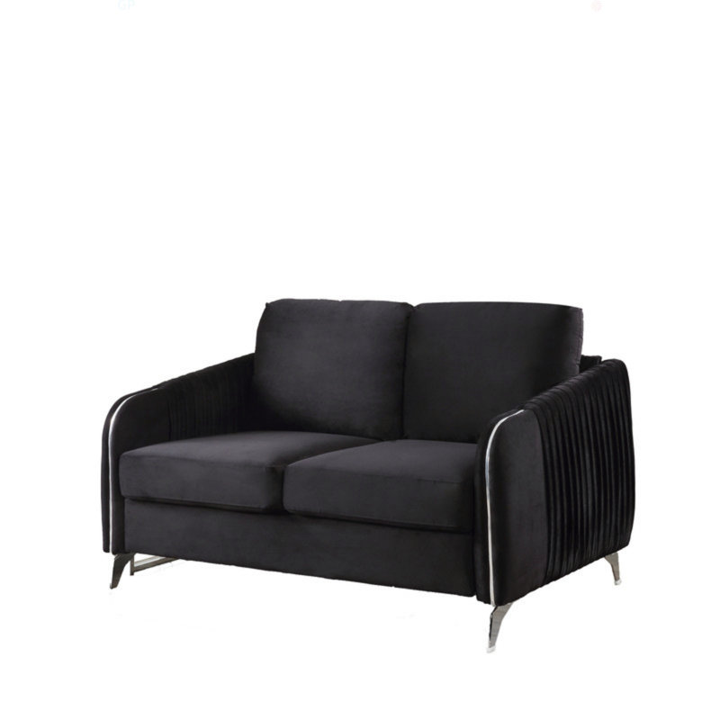 Causeuse moderne chic 54 "en velours noir Hathaway