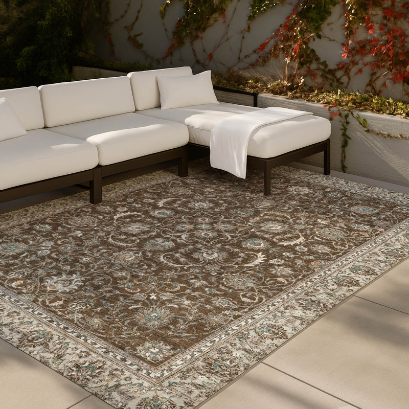 Machine Washable Indoor/Outdoor Chantille ACN2576 Traditional Rug, 10' x 14', Chocolate