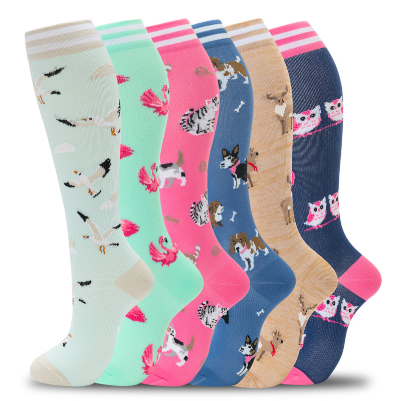 Chaussettes de compression femmes, hommes, 6 paires, chaussettes de soutien
