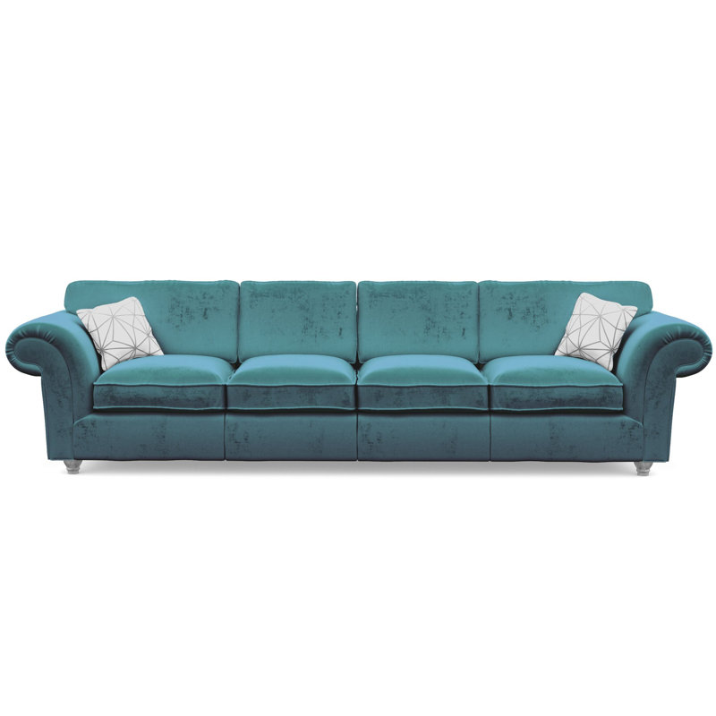 Windsor 4 Seater Velvet Sofa, Silver, Teal