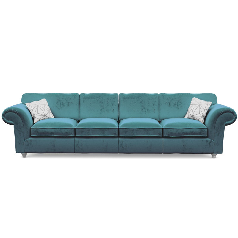 Windsor 4 Seater Velvet Sofa, Teal, Silver
