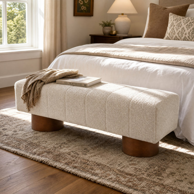 Banc de salle à manger rembourré Scarlett, Beige Boucle