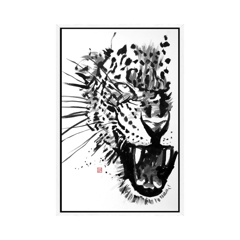 Tiger by Péchane - Print on Canvas, White Framed, 66.04 cm H x 45.72 cm W