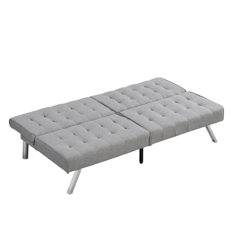 Canapé moderne, structure en bois, pieds en acier inoxydable, futon