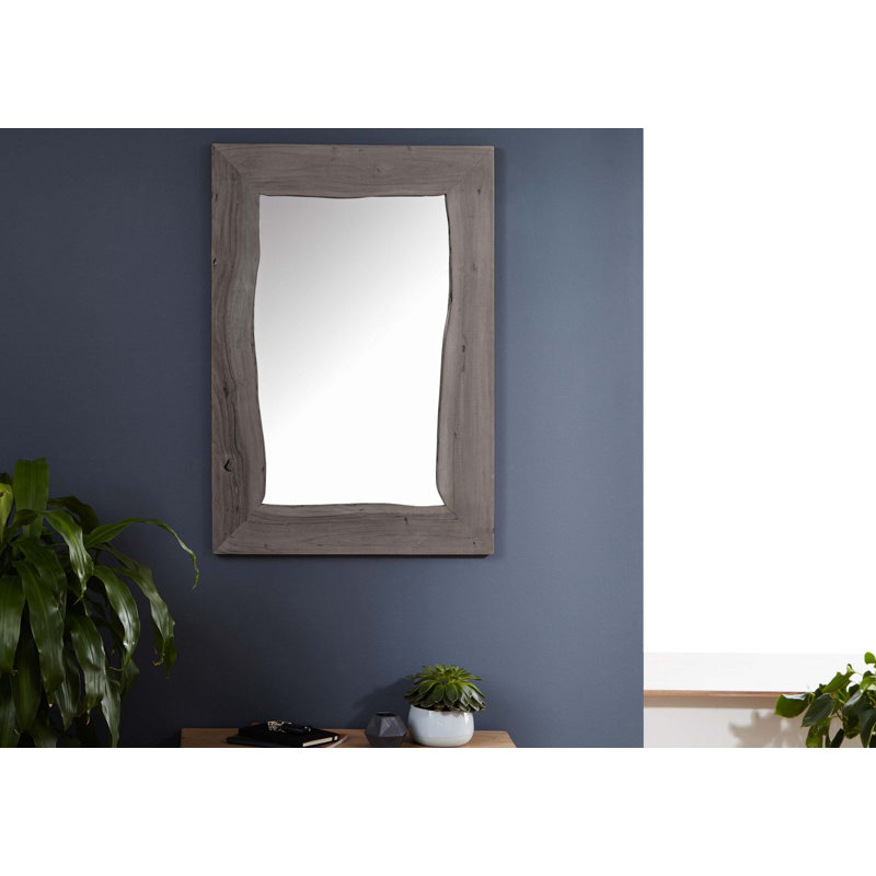 Wood Wall Mirror, Grey