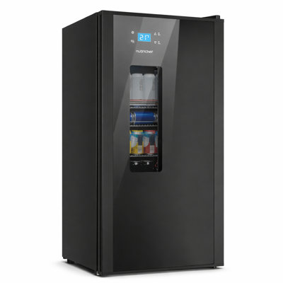 Nutrichef 108-Can Beer Fridge Cooler With Glass Door And Digital Temperature Control For Chilling Beers And Sodas (Black)