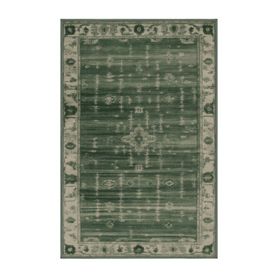 Machine Washable Overdyed Green Area Rug