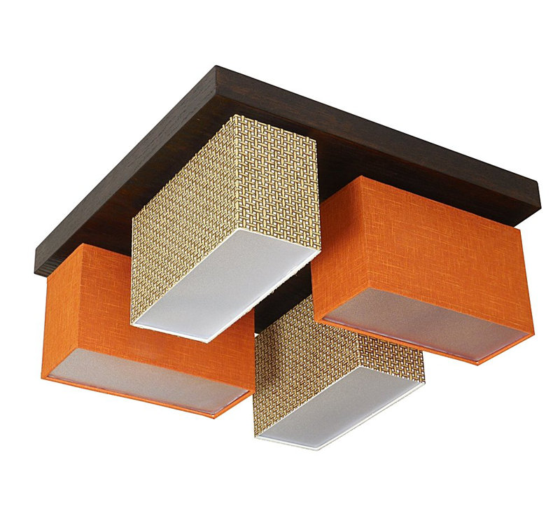 Judkins Flush Mount, Dark brown, China grass/Transparent orange