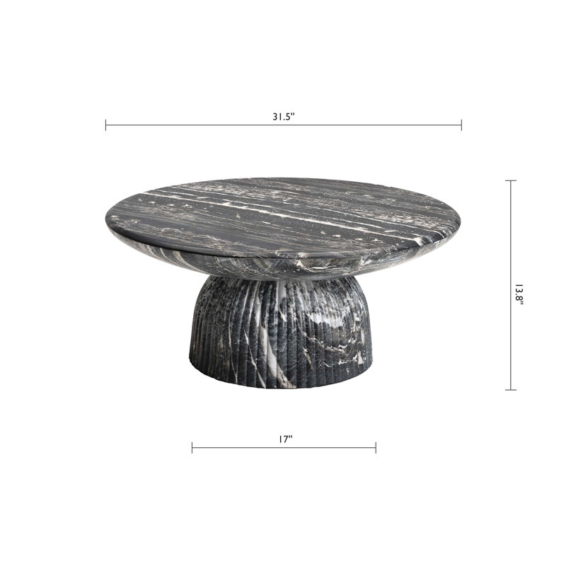 Table basse simple Tithi, H 13,8 po x l 31,5 po x P 31,5 po, Faux-marbre gris