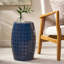 Table d'appoint carrée en fer bleu foncé de 12,54 po de hauteur, 17,29 po, pour décoration de patio et de jardin, sans assemblage