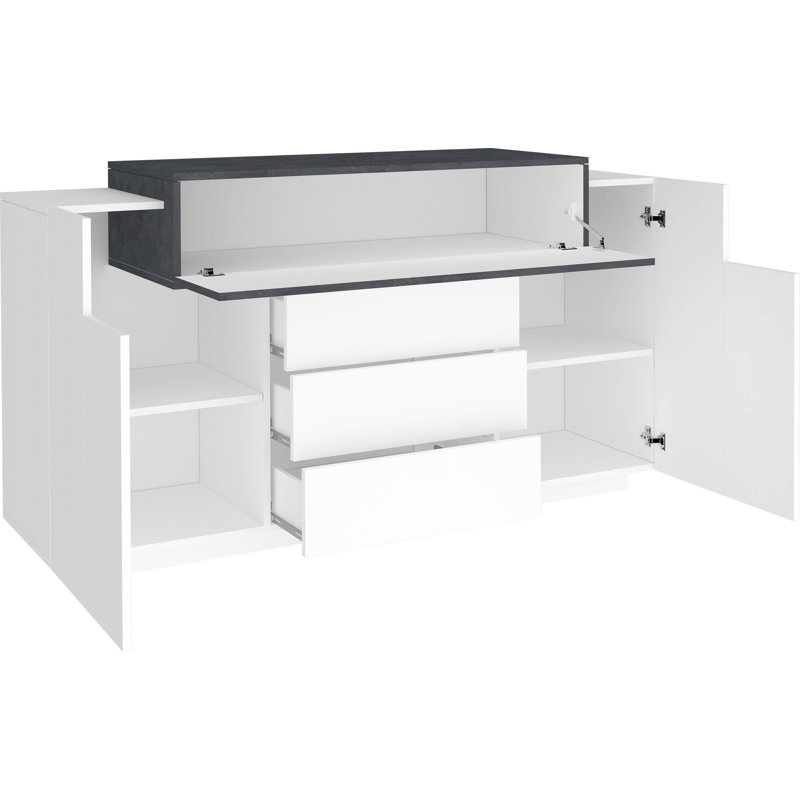 Sofren 160cm Sideboard, White/Black