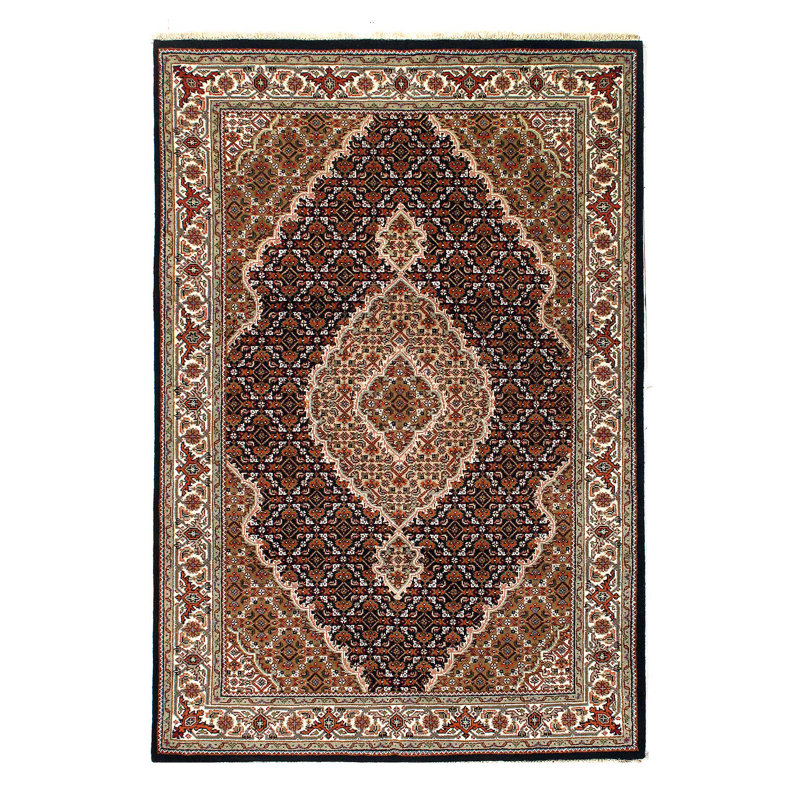 Tapis en soie et laine Tabriz Mahi Design 4 pi x 6 pi