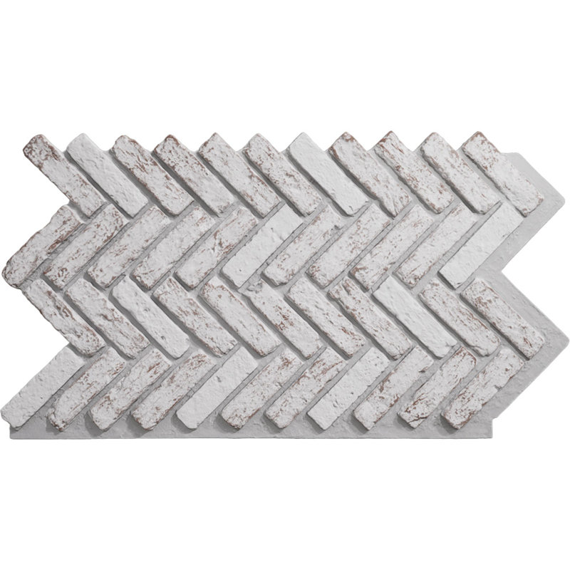 Panneau de fausses briques à chevrons EverStone, l 46 1/2 po x H 25 1/4 po x P 1 po, couleur blanc rustique, Blanc rustique