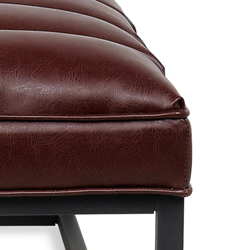 Banc rembourré en similicuir Jasier, Brun foncé