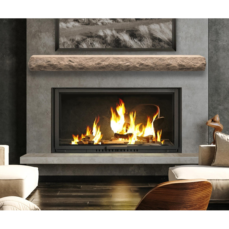 Natural Cut Stone Edge Non-Combustible Mantel Shelf, 72", Dusk