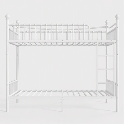 Lit superposé en métal avec garde-corps courbé unique, cadre de lit rond en tube rond, aucun sommier requis, cadre de lit superposé en métal pour enfants, adolescents, adultes