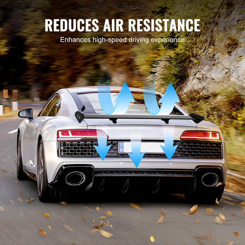 Spoiler de voiture GT Wing, spoiler universel de 43,3 pouces avec plateforme simple, aluminium léger réglable, aileron de spoiler arrière de voiture, spoiler de course noir