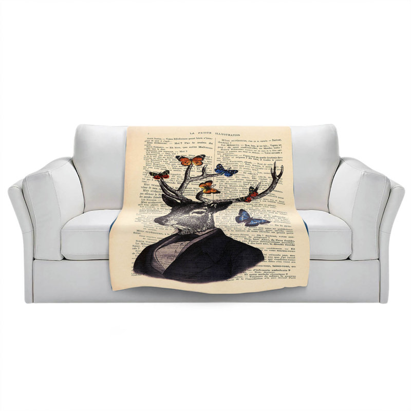  Couverture à motif de cerfs, 51 po x 60 po