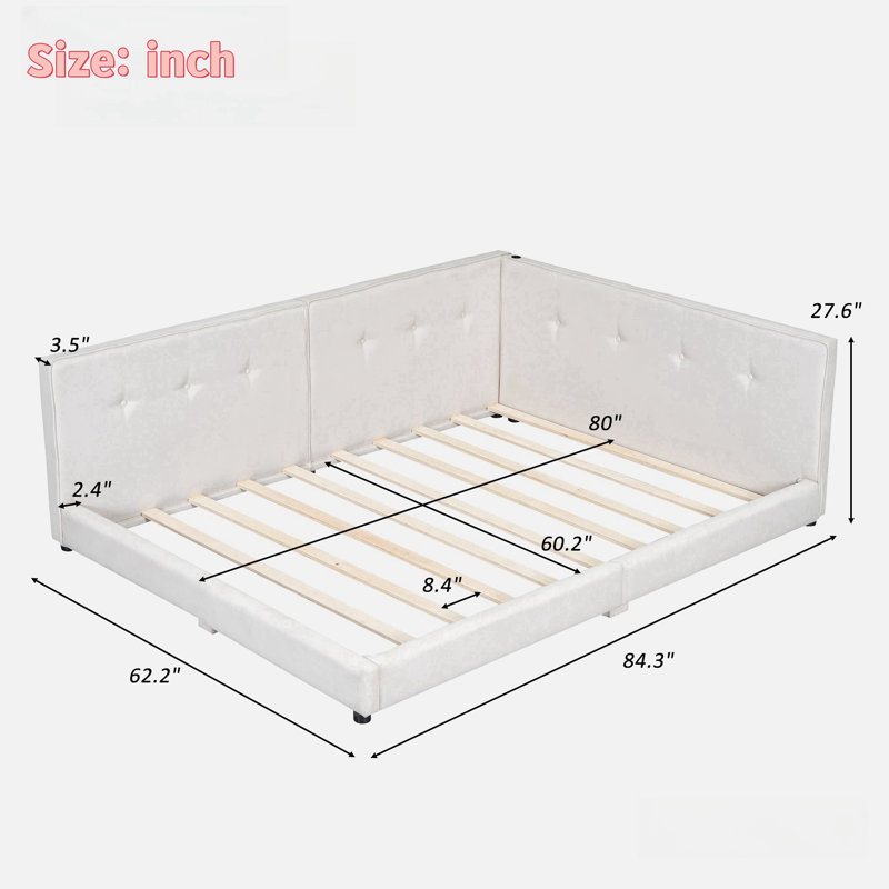 Modern Upholstered Platform Bed With Usb Ports, Queen