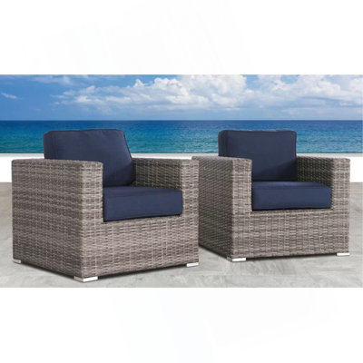 Fauteuil club en osier Sunbrella Gris