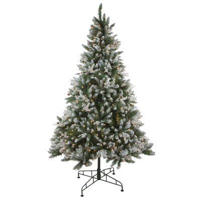 Sapin de Noël artificiel moyen 6,5 pi avec lumières claires givrées Sierra