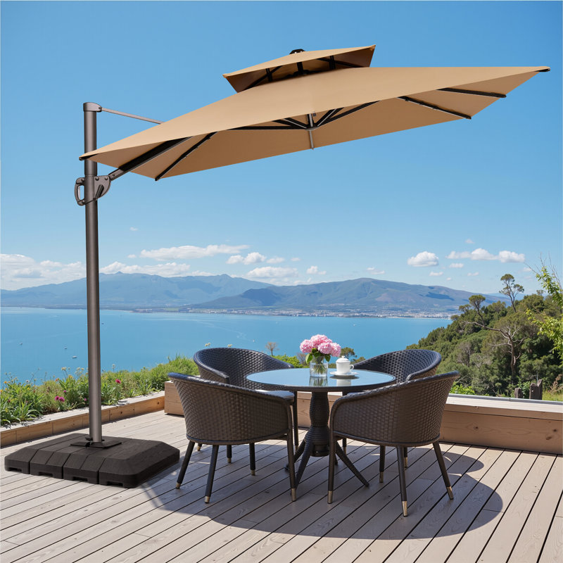 Parasol en porte-à-faux rectangulaire 12 'X 9' avec contrepoids, Tanné