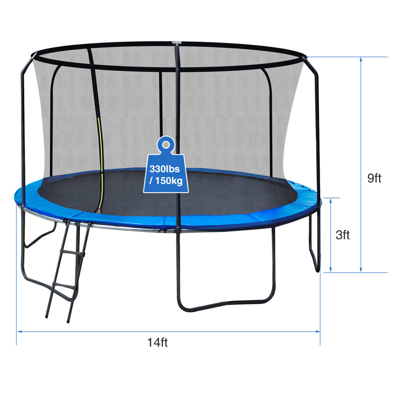 Trampoline d'extérieur rond 14 'avec enceinte de sécurité Redcamp