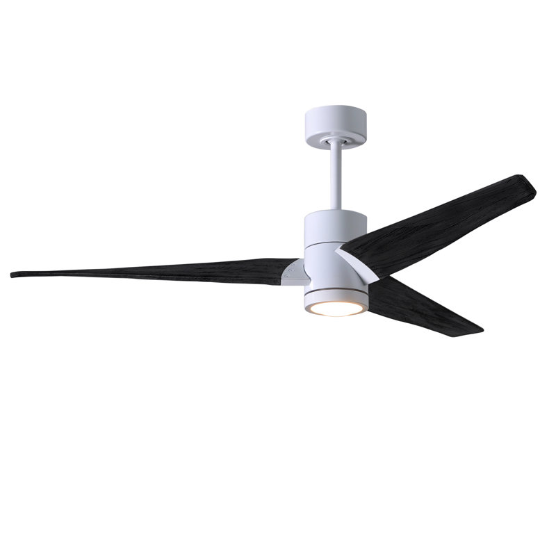 Ceiling Fan with LED Lights, Gloss White, Matte Black, 60"