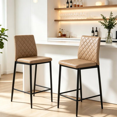 Upholstered Bar Stool with Iron Frame