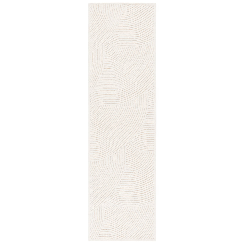 Textural Hand Tufted Wool/Cotton Geometric Rug in Ivory, Runner 2'3" x 6"