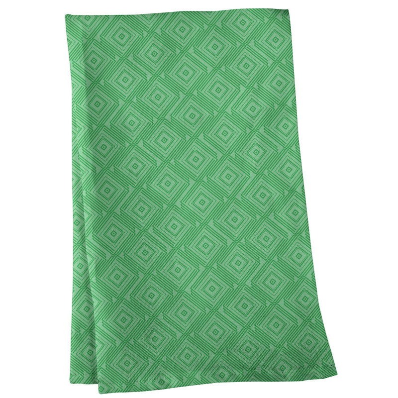 Serviette de thé à labyrinthe carré, Polyester sergé, Menthe