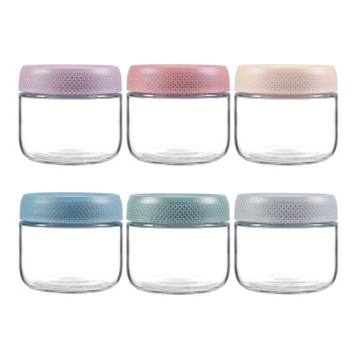 Lot de 6 pots en verre de 240 ml avec couvercles hermétiques et grande ouverture pour la conservation des aliments