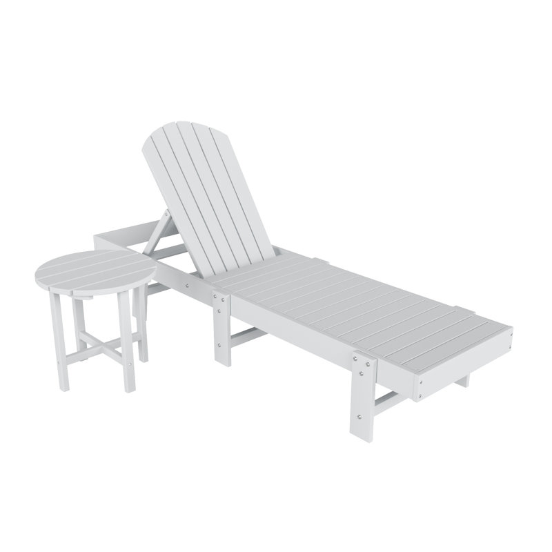 Altura Outdoor Chaise Lounge with Table, White