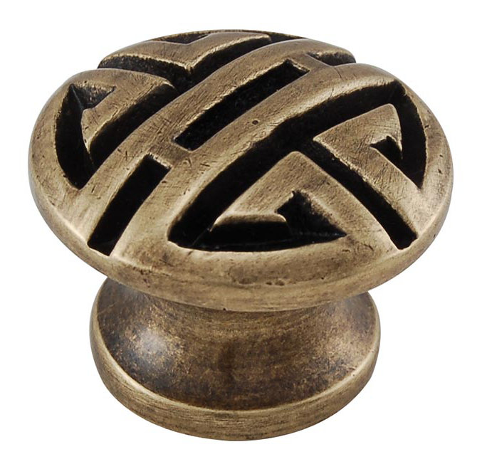 Camesana Mushroom Knob, 1.25" H x 1.25" W x 0.875" D, Antique Brass