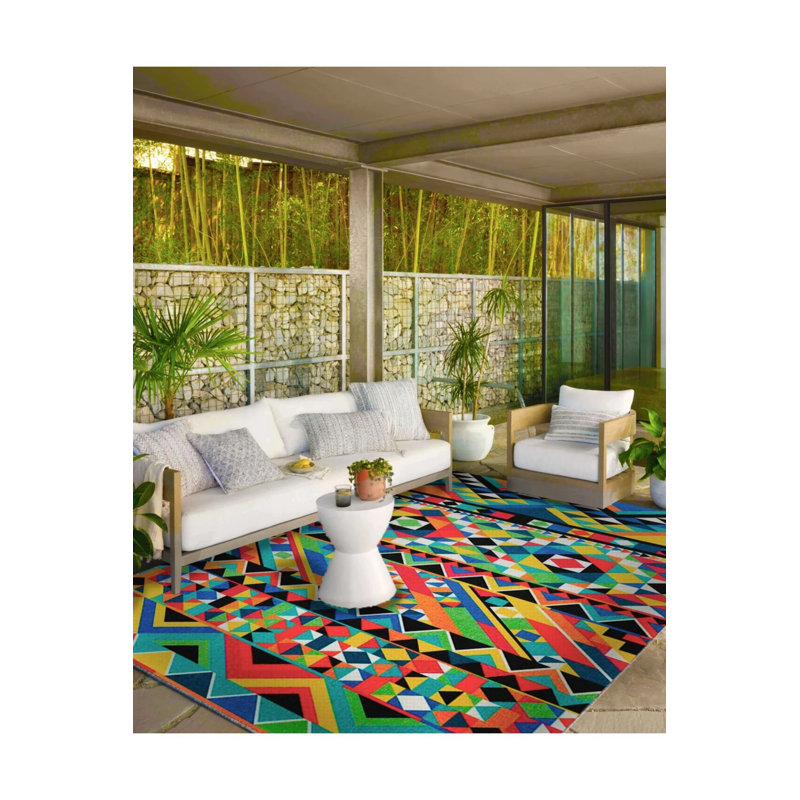 Geometric Mixed Coloring Carpet Themed Patterned Woven Base Carpet And Washable Carpet, Runner 2'6" x 6'7"