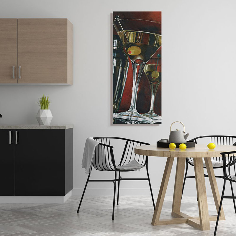 «Olive sale Martinis» par Stefano Ferreri, reproduction d'art graphique, H 48 po x l 20 po x P 1,5 po, Toile tendue